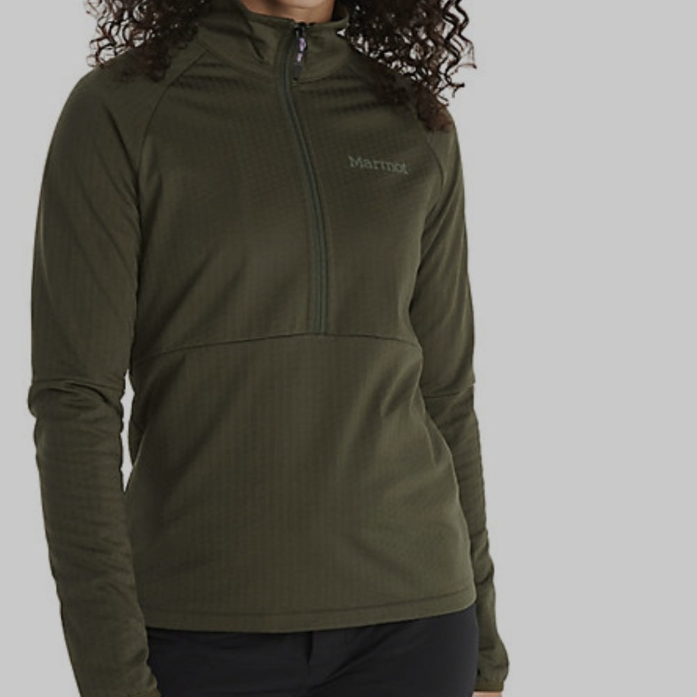 NWOT Marmot Leconte Half Zip Top. Size: Medium Color: Olive Green